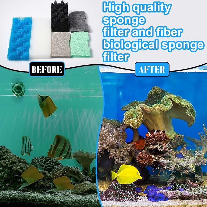 Threlaco 52 Pcs Replacement Filter Media Kit Compatible with Fluval 306/307 Aquarium Filters, Include Three Bio Sponge, Ammonia/Phosphate/Nitrite Remover, Towel and Grease