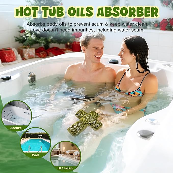 Ray Hot Tub Scum Absorber - Reusable Stingray Floating Spa Sponge & Oil Remover with Optional Tether - Washable Devilfish Oil Absorbing Sponge for Jacuzzi, Pool, and Bath (Cross 1 Pack)