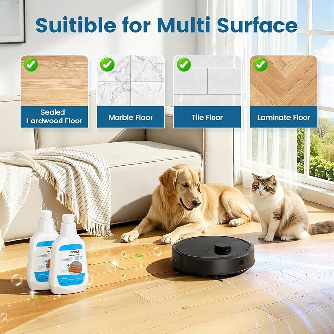 CPLIKE Floor Cleaning Solution for iRobot Roomba 100, 200, 400, 500 Combo Series Vacuum & Mop Robot, Combo i5, i5+, j5, j5+, j7+, j9+, Essential & Braava Jet 240, Multi-Surface Hard Floor, 6 Pack