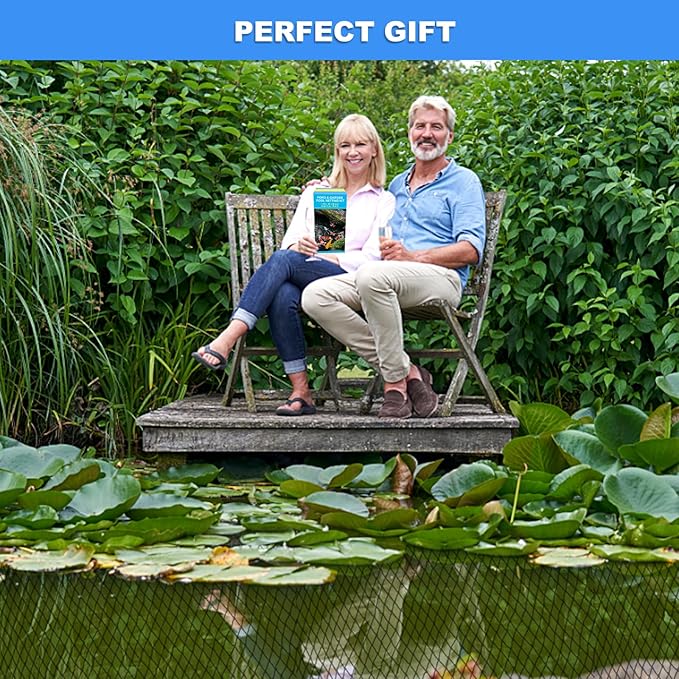 BUZIFU Pond Netting, 15 x 20FT Heavy Duty Pond Net for Koi Ponds, Garden Pool Fine Mesh Netting Kit for Leaves, Protects Koi Fish from Birds Cats Predators, with 14 Stakes and 30 Cable Zip Ties
