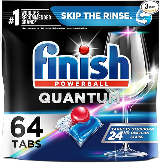 Finish - Quantum - 64ct - Dishwasher Detergent - Powerball - Ultimate Clean & Shine - Dishwashing Tablets - Dish Tabs (Pack of 3)