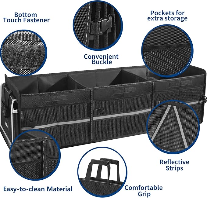 Front Trunk Organizer with Leakproof Cooler Bag for Tesla Model Y Model 3 2017-2025, Frunk Storage Collapsible Container Box Compatible with Front Rear Trunk Seats for Accessories, Black