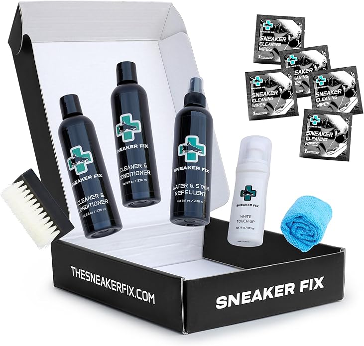 Complete Shoe Cleaner Kit for all Sneakers, Cleaning Kit with Conditioner, Whitener, & Microfiber Towel, Wipes and Stain Repellent