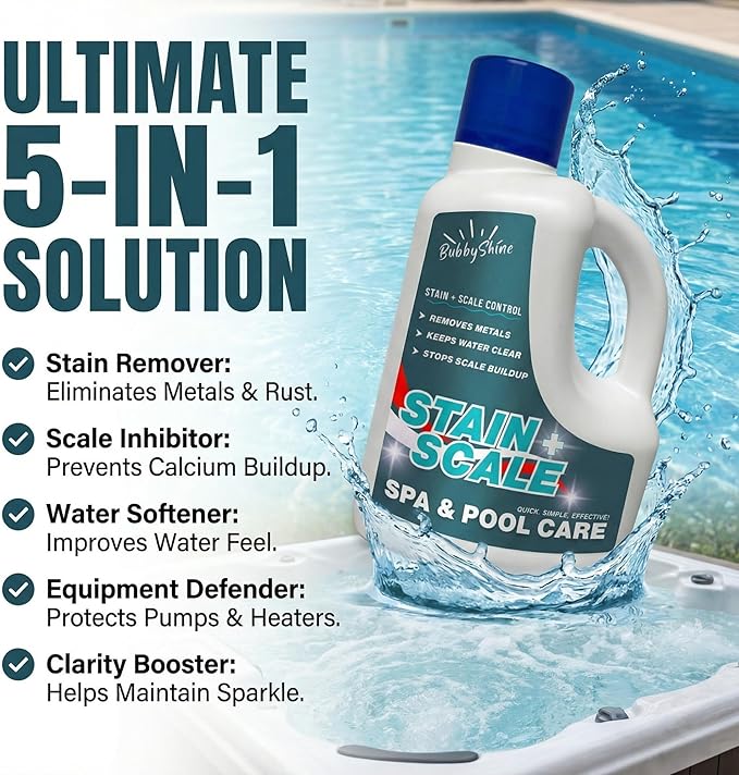 Stain and Scale Control for Hot Tub, Pool Stain Remover, Metal Sequestrant for Pool & Spa, Hot Tub Descaler Support, Mineral Inhibitor, 3 Liter – BubbyShine