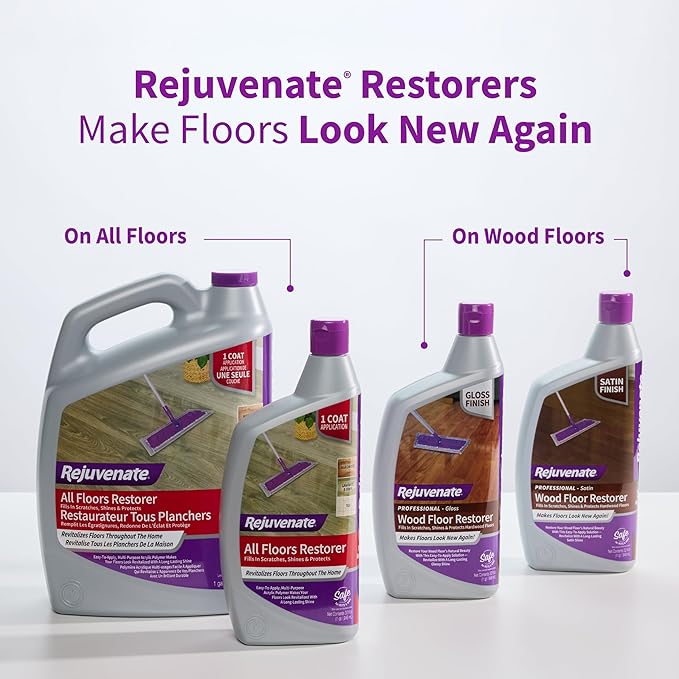 Rejuvenate Professional Wood Floor Restorer Fills Scratches, Seals And Protects Wood Flooring For A Matte Satin Finish, 1 Gallon