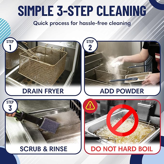 Fry-Whiz 4 Gallons Deep Fryer Cleaner - Commercial Formula for Ovens, Grills & Griddles - No Boil Out Required - Removes Carbon, Grease & Rust - Non-Foaming Food Service Supply (4 x 1 Gallon)