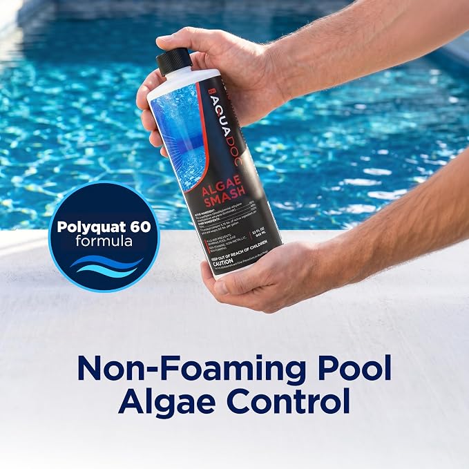 AquaDoc Algae Smash Polyquat 60 Algaecide for Swimming Pools - 32 oz - Non-Foaming, Non-Staining Formula to Help Remove and Prevent Algae in Inground and Above Ground Pools - Made in USA