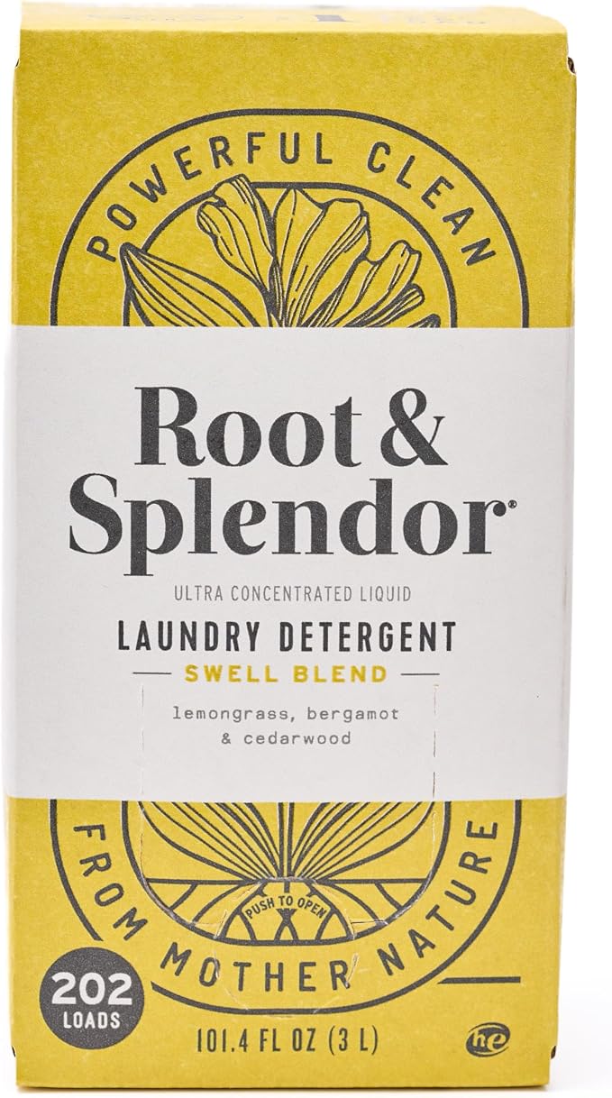 Root & Splendor Ultra Concentrated Non Toxic Laundry Detergent Liquid - Plant Based & Eco Friendly Enzymatic Laundry Soap, Swell Scent, 3 Liter, 202 Loads