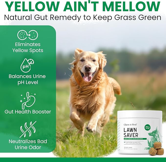 Dog Urine Neutralizer for Lawn, 240 Soft Chews - Green Grass Saver - Eliminates Burns and Yellow Spots - Female and Male Dog Pee Grass Repair with Natural Ingredients (2 Packs of 120)