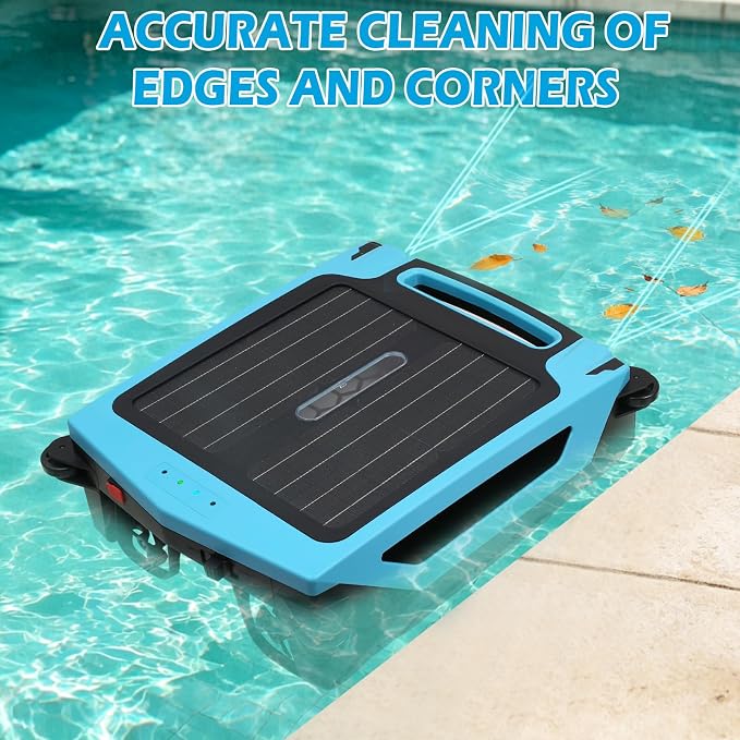 Sky Blue Solar Pool Skimmer Robot, APP Control 24/7 Auto Cleaner | Dual Charging, Ideal for Above Ground & In-Ground Pools