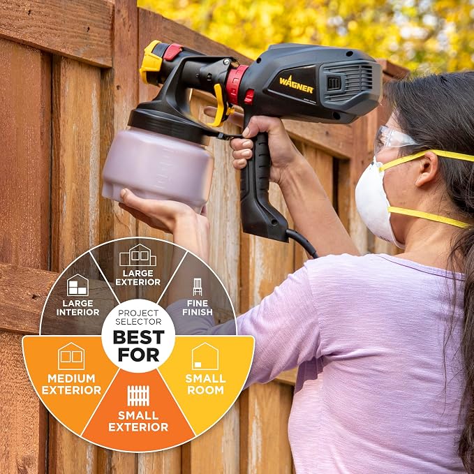 Wagner Spraytech 2419305 FLEXiO 575 Handheld HVLP Paint & Stain Sprayer, Sprays Most Unthinned Latex, Includes iSpray Nozzle, Complete Adjustability for All Needs, Lightweight Design