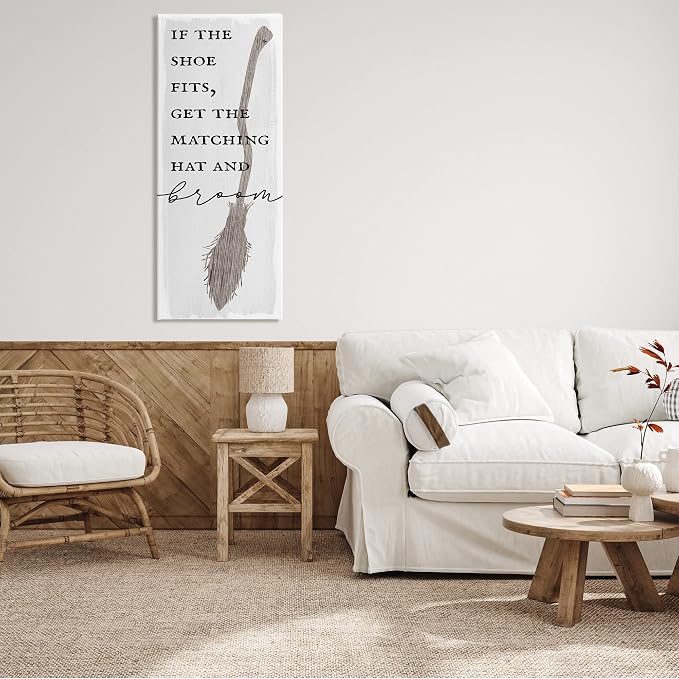 Stupell Industries 'If Shoe Fits Get Matching Broom Halloween'| Canvas Art | Stupell Industries | 20 x 48 Inches, Easy to Hang and Sturdy, Made in USA, by Lil' Rue