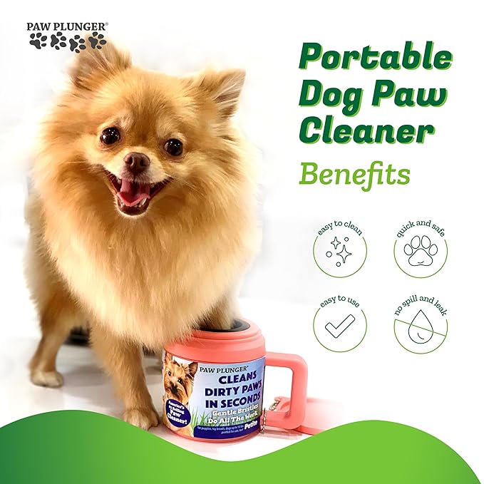 Paw Plunger – Dog Paw Cleaner - Dog and Puppy Essentials - Portable Dirty Paw Washer - Ideal for Small Dogs - Black