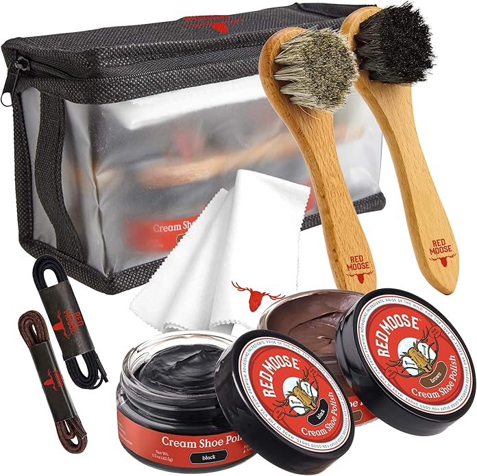 RED MOOSE Boots and Shoe Cream - Shoe Polish Kit for Leather - Shoes Shine - Made in the USA