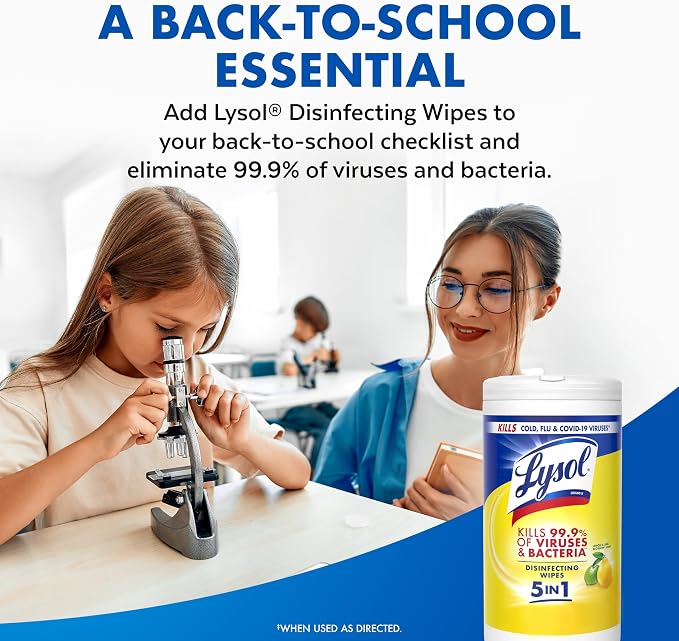 LYSOL Disinfecting Wipes, All Purpose Cleaner, Multi-Surface Antibacterial Cleaning Wipes, Household Cleaning Supplies, Dorm Essentials, Lemon & Lime Blossom Scent, 80 ct. (4 Pack)
