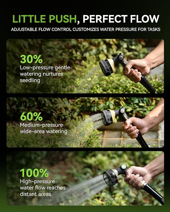 RainPoint Spray Nozzle & Quick Connector Combo | Effortless 8-Mode Zinc-Brass Garden Set