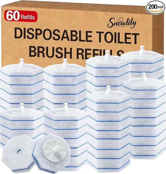 60 Count Toilet Cleaner Refill Pads Compatible with Clorox ToiletWand, High-Density Disposable Toilet Brush Refills for Powerful Scrubbing