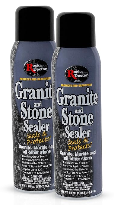 Rock Doctor Granite Sealer for Marble, Stone, and Tile Countertops, Vibrant Shine with Stain Resistant Moisture Protection, Interior and Exterior Use, Pack of 2