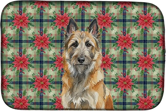 Caroline's Treasures Belgian Laekenois Christmas PoinsettIas Dish Drying Mat Absorbent Dish Drying Mat Pad for Kitchen Counter Dish Drainer Mat for Countertop, 14 x 21", Multicolor