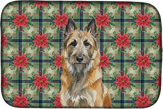 Caroline's Treasures Belgian Laekenois Christmas PoinsettIas Dish Drying Mat Absorbent Dish Drying Mat Pad for Kitchen Counter Dish Drainer Mat for Countertop, 14 x 21", Multicolor