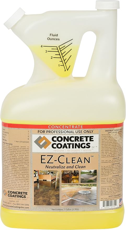CC Concrete Coatings EZ-Clean - Concrete Acid Stain Neutralizer, Degreaser, Light Cleaner | Easy to Use Concentrated Formula | 1 Gallon Container | Makes up to 32 Gallons