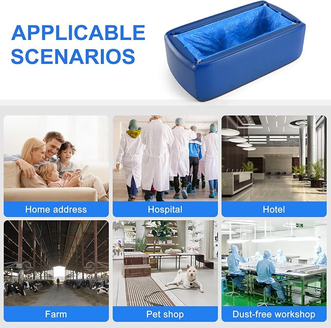 LYSHIYI Shoe Covers Machine Automatic Shoe Cover Dispenser with 200pcs Disposable Plastic Shoe Cover for Home, Office, Supermarket, Factory, Hospital (Blue)
