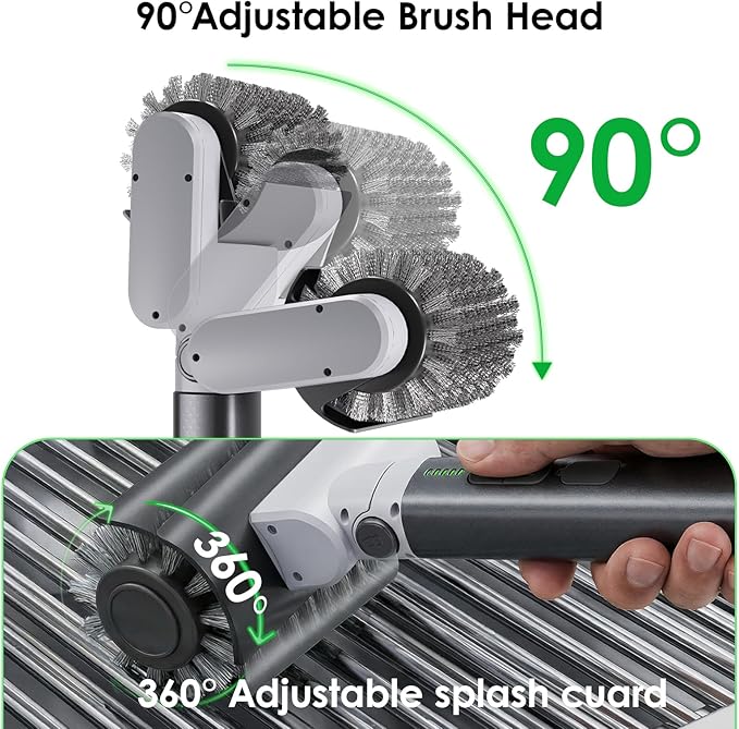 Electric Grill Brush for Outdoor: Upgraded BBQ Grill Cleaner with 3-Speed, 90° Adjustable Angle, 150Mins Runtime Cordless Motorized Grill Brush, Automatic Grill Cleaning Brush for Grill Grates