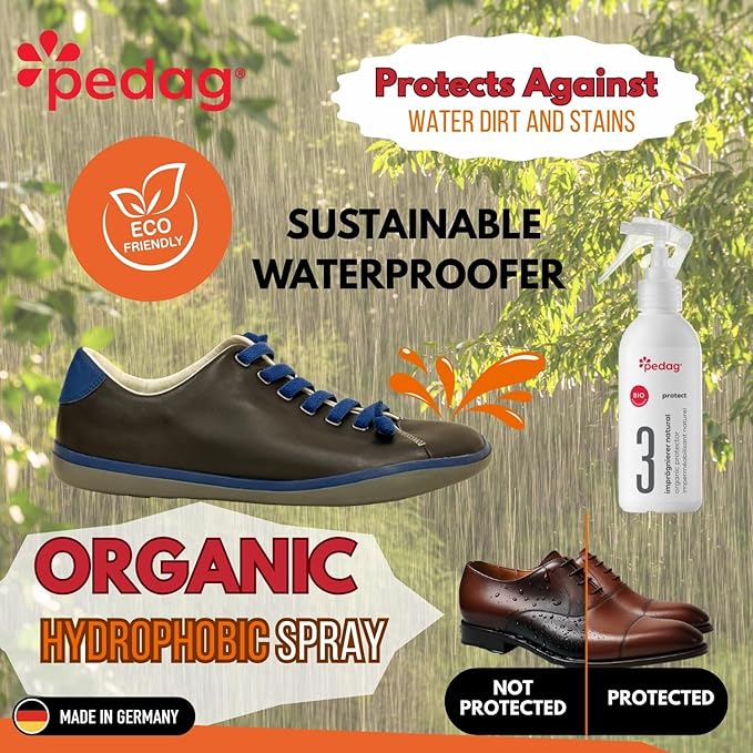 pedag Organic Protector - Natural Waterproof your Shoes, Shoe Protector Spray - Sustainably Shields Materials from Dirt & Moisture, Odorless, Biodegradable, Indoor Use. Odorless.