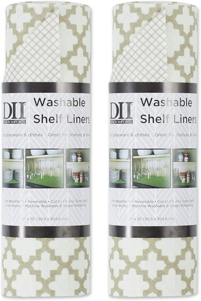 DII Shelf Liner Collection Non-Adhesive Cut to Fit, Cream Lattice, 12x120, 2 Piece