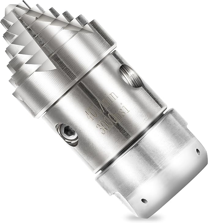Tool Daily 3/8” NPT Sewer Jetter Rotating Nozzle, Pressure Washer Sewer Nozzle for Drain, Pipe Cleaning, Stainless Steel, 40 L/Min, 3000 PSI