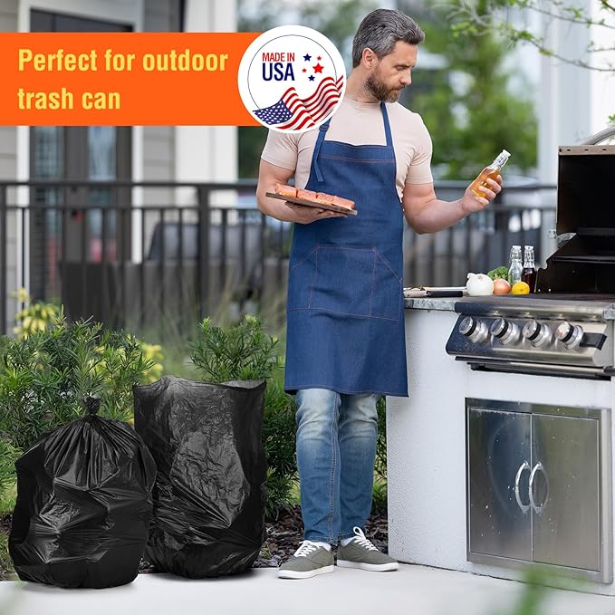 Delxo 30-33 Gallon Trash Bags, 5000 Count – 0.6 Mil Medium Duty Garbage Bags, Durable Plastic Bolsas para basura, Perforated Design– Made in USA for Kitchen, Yard, Office (Black)