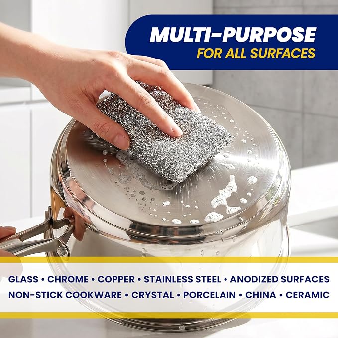 SCRUBIT Scrub Sponges for Kitchen, Non-Scratch Dish Sponges, Heavy Duty Steel Wool Scrubber Sponges Kitchen & Dishes Scrubbers (6)