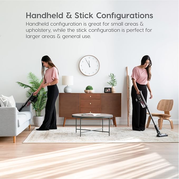 IRIS USA Cordless Stick Vacuum for Low-Profile Rugs and Hard Floors, 4-in-1 Attachments, 9000Pa Suction LED Indicator, 55K RPM 35 Min Runtime Battery, Pet Hair Cleaner