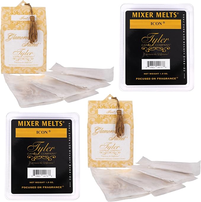 Elanze Designs Tyler Candle ICON 1.9 Ounce Tart Mixer Melts and Laundry Sachet Bundle; Set of 4