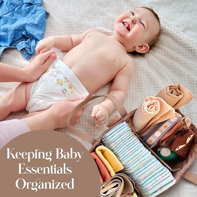 Uniklook Baby Diaper Caddy - Faux Leather -Nursery Storage Bin and Car Organizer for Diapers and Baby Wipes Stylish Nursery Storage Basket