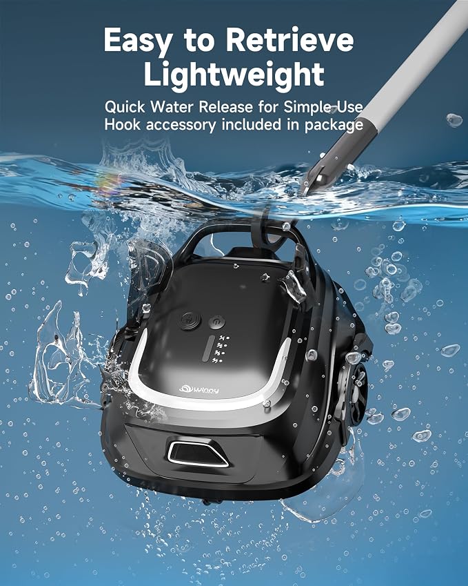 2026 Cordless Robotic Pool Vacuum for Above Ground Pools, Automatic Pool Cleaner Featuring Powerful Suction, LED Status Light & Dual‑Layer Filters, 2.5‑Hour Rapid Charging, Self‑Parking