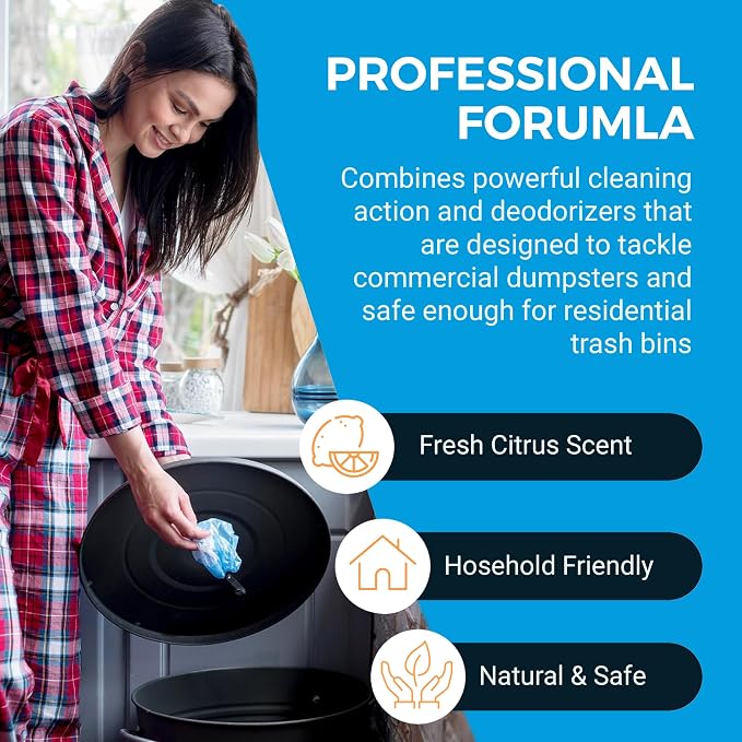 Sharpshooter, Heavy-Duty Trash Can Odor Eliminator & Degreaser, Garbage Surface Cleaner and Deodorizer Foam, Professional-Grade, Fresh Citrus Scent, 1 Gallon