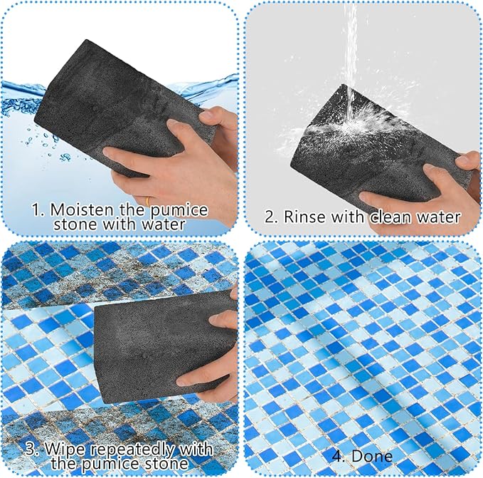 12 Pack Extra Large Pumice Stone for Pool Tile Cleaning, 8 x 4 x 3 Inch Pool Tile Cleaner Block, Pumice Stone for Cleaning Swimming Pool, Spa & Bathroom (Black)