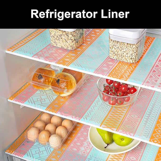 Cooyes Shelf Liners for Kitchen Cabinets Waterproof & Oil-Proof Kitchen Cupboard Mats Non-Slip Drawer Mats EVA Material Non Adhesive Fridge Liner for Shelves（11.8" W x 236" L）