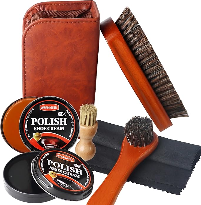 Black Brown Shoe Polish Kit Saddle Soap Mink Oil Leather Boot Shoe Shine Kit Conditioner Cream Wax Care Clearner Set