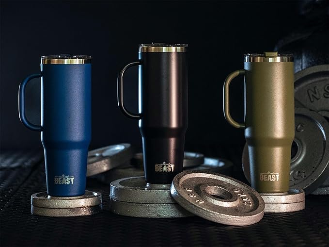 Beast 42 oz Tumbler with Handle Stainless Steel Vacuum Insulated Coffee Ice Cup Double Wall Travel Flask (Royal Blue)