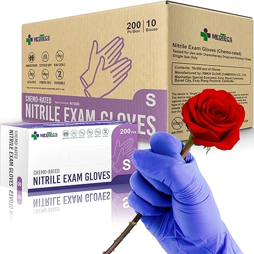 Medtecs Nitrile Gloves Disposable – 2,000 pcs (10 Boxes of 200) – Medical Grade, Chemo-Rated, 4 mil, Latex-Free, Powder-Free – Exam Gloves with Textured Fingertips