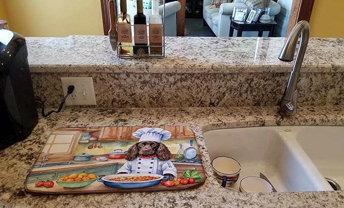 Caroline's Treasures DAC6220DDM Boykin Spaniel The Chef Dish Drying Mat Absorbent Dish Drying Mat Pad for Kitchen Counter Dish Drainer Mat for Countertop, 14 x 21", Multicolor