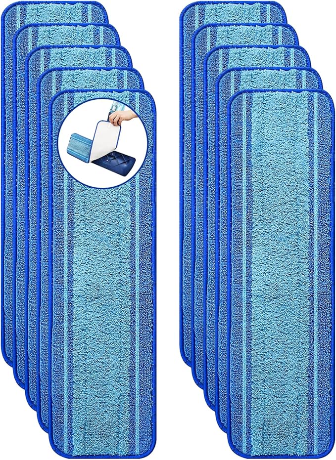 10-Pack Microfiber Mop Pads for Bona Mpo- Washable Reusable Refills for Hardwood, Tile & Multi-Surface Floors | Pet Hair & Stain Remover