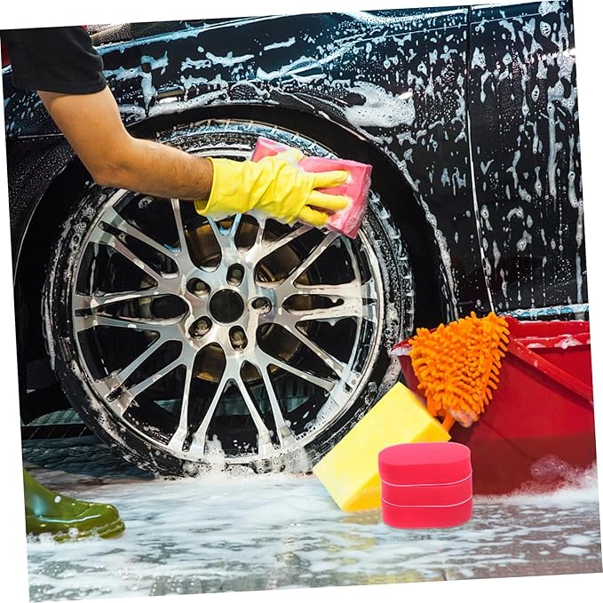 MAGICLULU 10pcs Tire Waxing Brush Kit Replaceable Car Cleaning Applicator Handle for Waxing Polishing and Interior Detailing