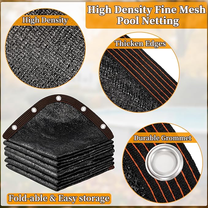 21ft Round Leaf Net Pool Cover for Above Ground Pools,Winter Above Ground Pool Cover to Catching Leaves, Mesh Tarp with Grommets, Resistant Garden Sun Shade Netting(Only Cover)