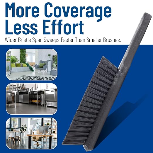 SPARTA 8 Inch Soft Counter Brush with Polyester Bristles and 5 Inch Handle, Color Coded Handheld Broom for Tables Countertops and Foodservice Surfaces, 13 Inch Overall Length, Black, Pack of 6