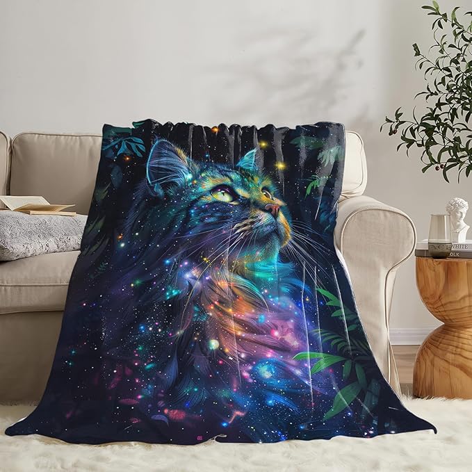 Tijuboni Cat Throw Blanket Cat Gifts for Girls Boys Women Men Kids Adults Soft Flannel Fleece Blanket for Couch Sofa Bed Home Decor 40"x50"