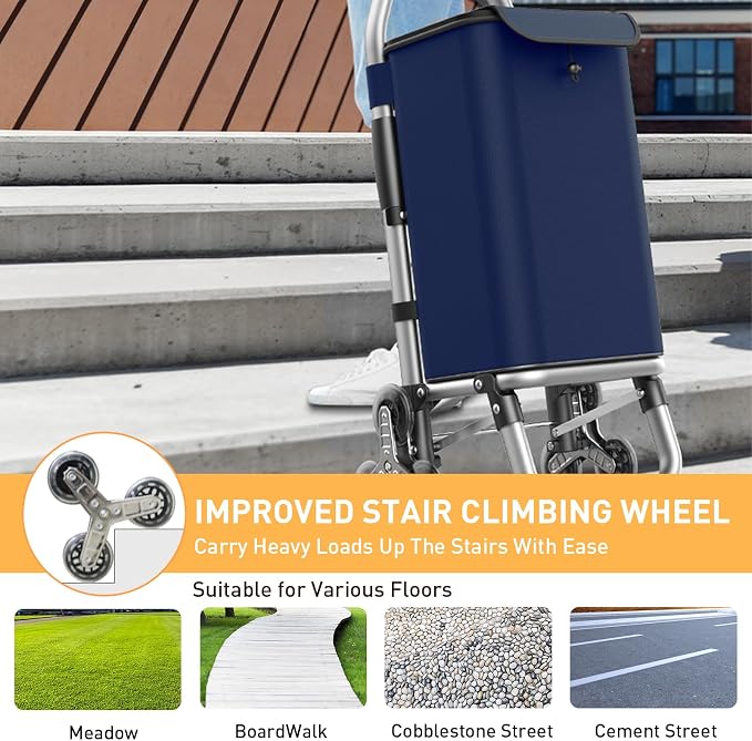Heavy Duty 3 in 1 Shopping Cart, Foldable Hand Truck with 6 Wheels, 110 lbs Grocery Cart, Portable Utility Dolly, Waterproof Bag for Moving, Camping