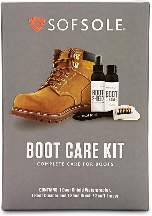 Sof Sole Shoe Care Kit with Cleaner, Shoe Shield Waterproofer and Scrub Brush for Sneakers and Boots